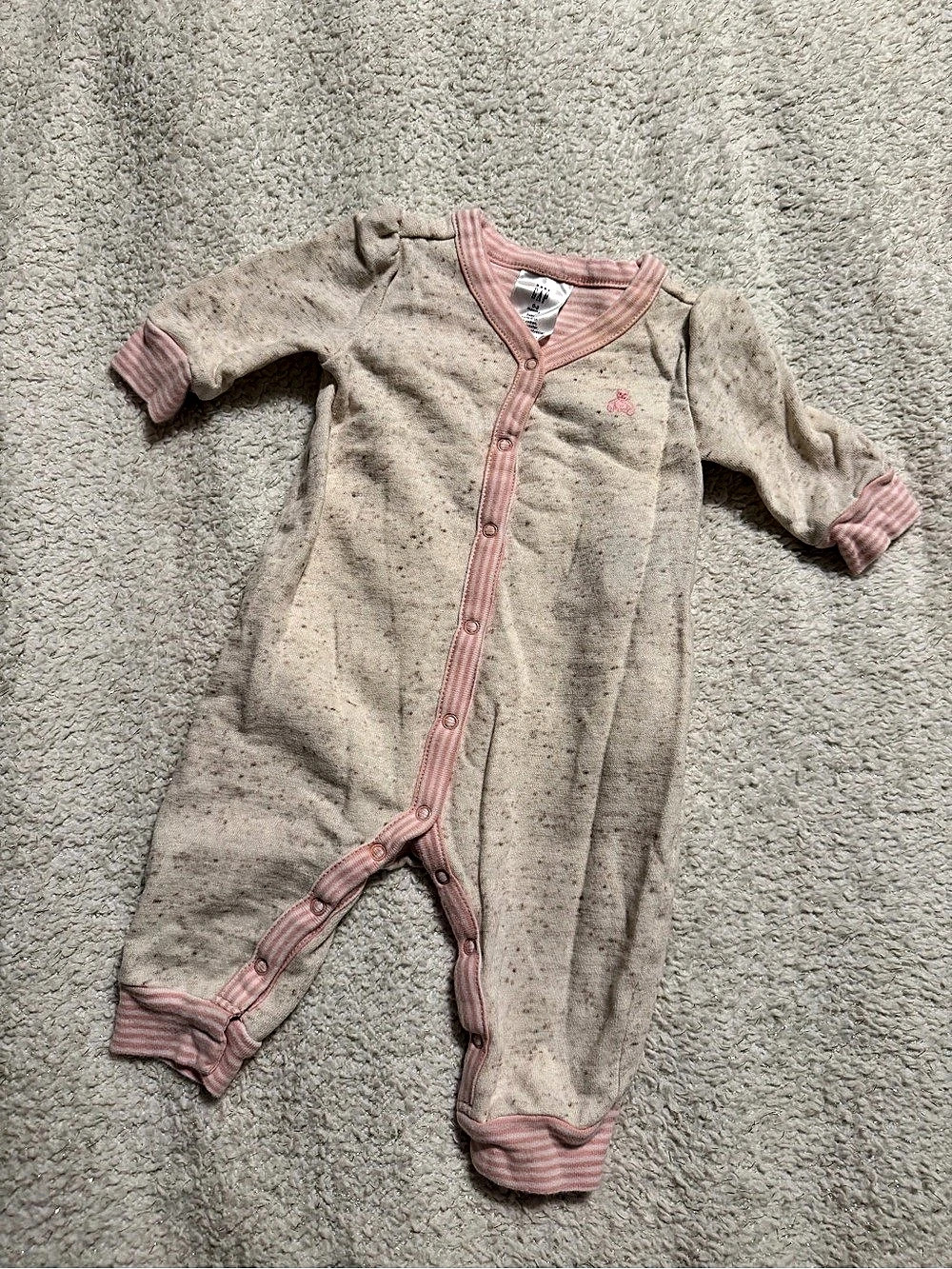 Baby Gap Pink Bear Print Footed Sleeper Pink & Beige